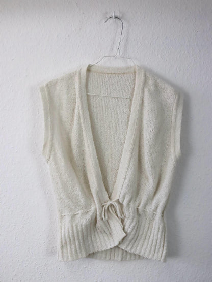 Vintage 80er 90er Strickweste Weste Creme top ärmellos 40