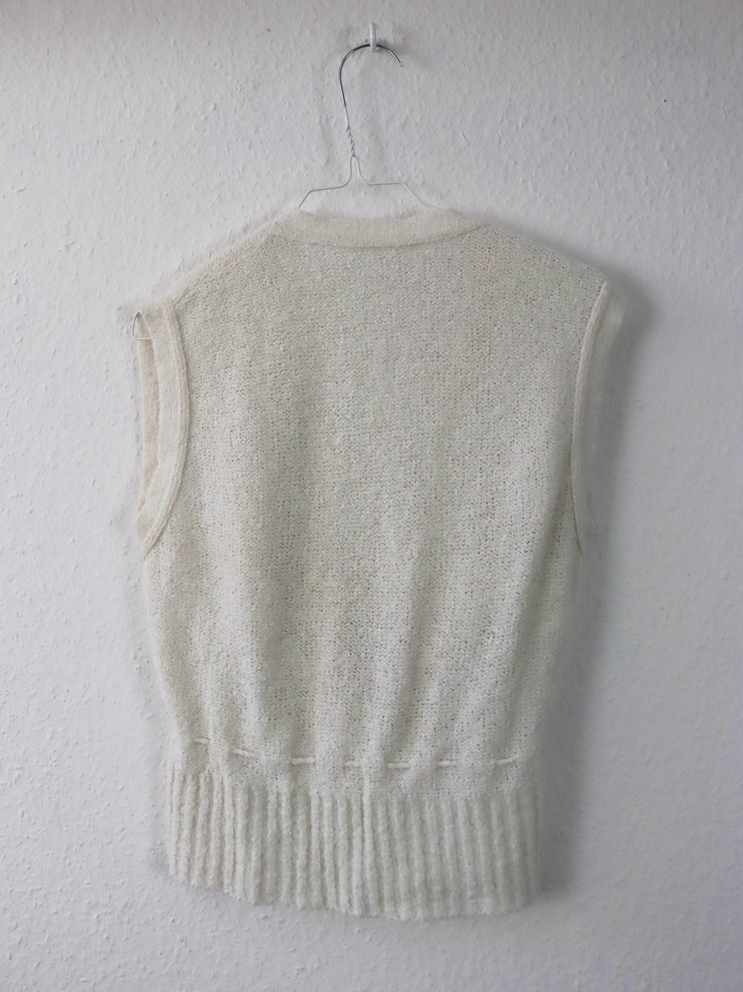 Vintage 80er 90er Strickweste Weste Creme top ärmellos 40