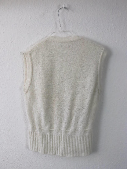 Vintage 80er 90er Strickweste Weste Creme top ärmellos 40
