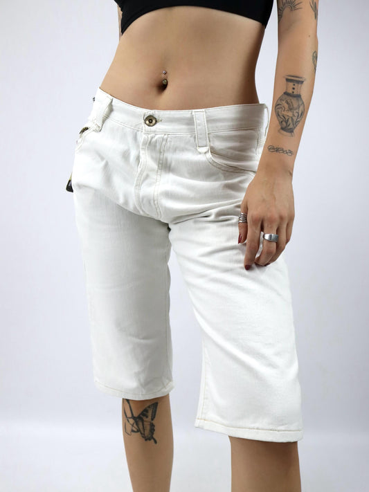 Vintage 00er Y2K ENERGIE Shorts kurze Hose weiß deadstock W34