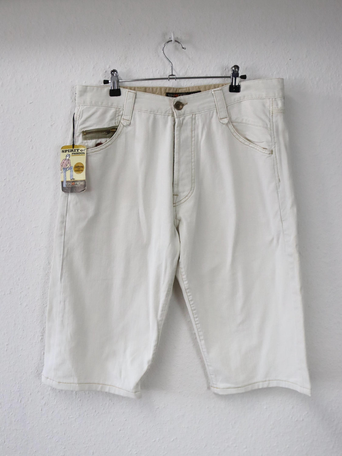 Vintage 00er Y2K ENERGIE Shorts kurze Hose weiß deadstock W34