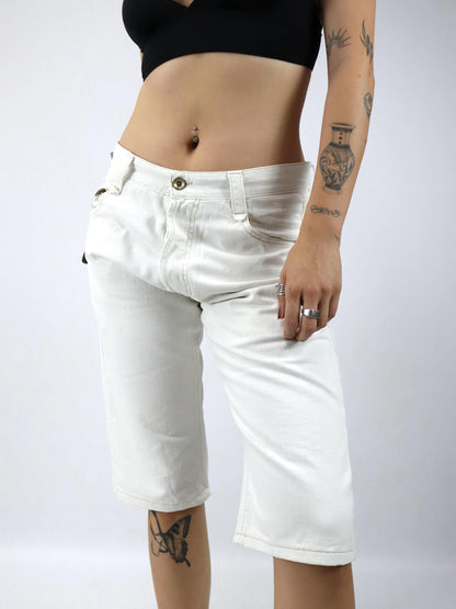 Vintage 00er Y2K ENERGIE Shorts kurze Hose weiß deadstock W34