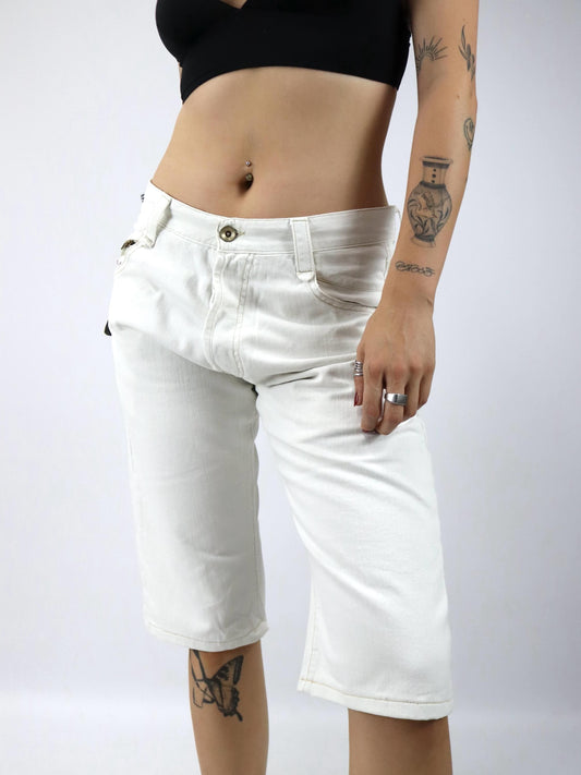Vintage 00er Y2K ENERGIE Shorts kurze Hose weiß deadstock W34