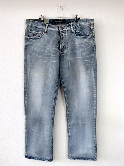 Vintage 90er 00er Y2K ENERGIE Baggy Pants Jeans hellblau grau weites Bein low waist W38