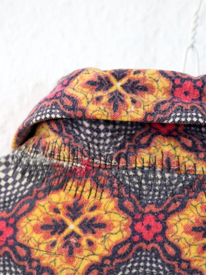 Vintage 70er 80er FRIEDNSHIP Flanellhemd Hemd langarm crazy pattern bunt M