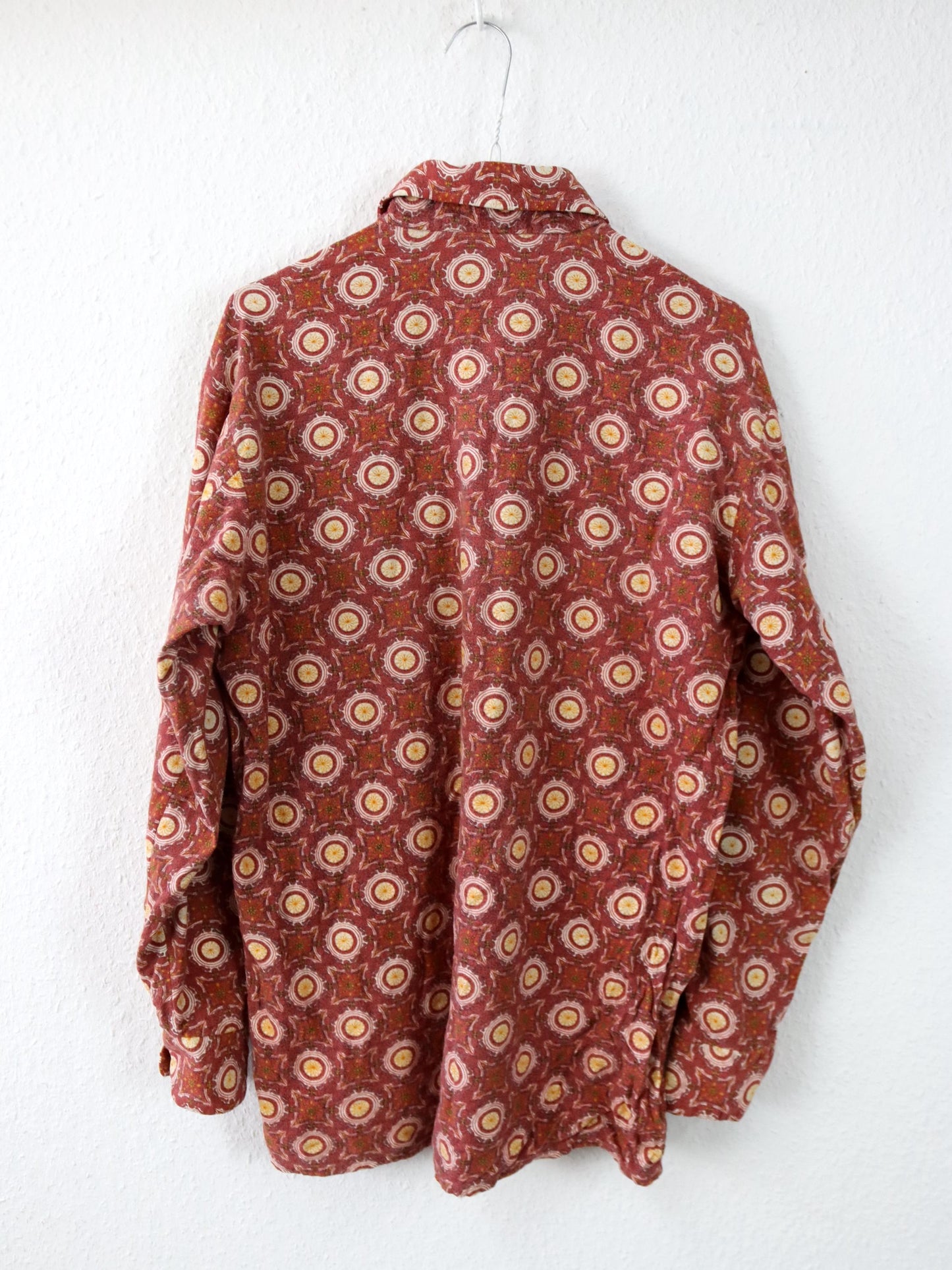 Vintage 70er 80er FRIENDSHIP Flanellhemd Hemd langarm crazy pattern orange M
