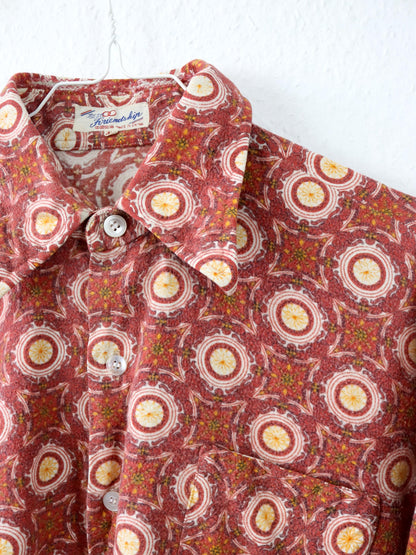 Vintage 70er 80er FRIENDSHIP Flanellhemd Hemd langarm crazy pattern orange M