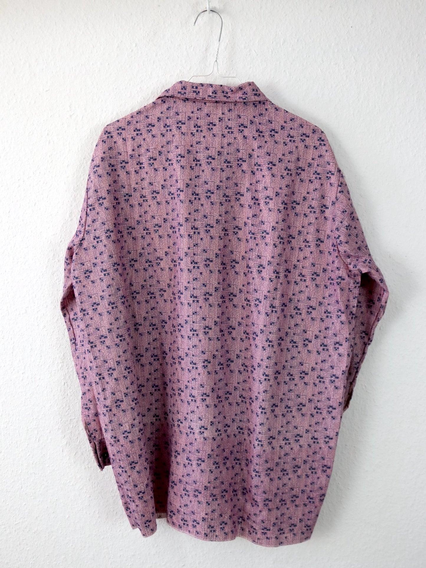 Vintage 70er 80er FRIENDSHIP Hemd Hemd langarm crazy pattern rosa L