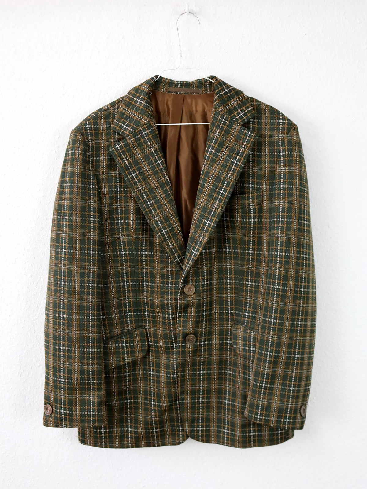 Vintage 70er 80er KONSUMENT Blazer kariert dunkelgrün 50 L