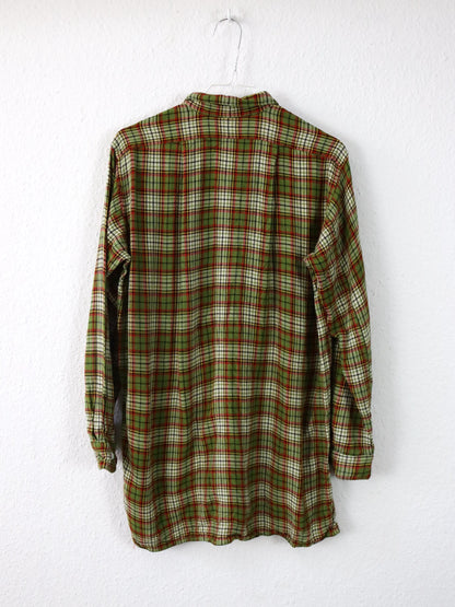 Vintage 70er 80er Flanellhemd kariert grün rot halbe Knopfleiste M