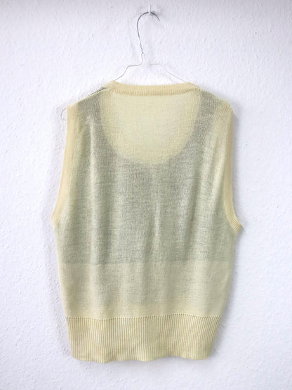 Vintage 80er 90er Pullunder Top Strick beige braun L