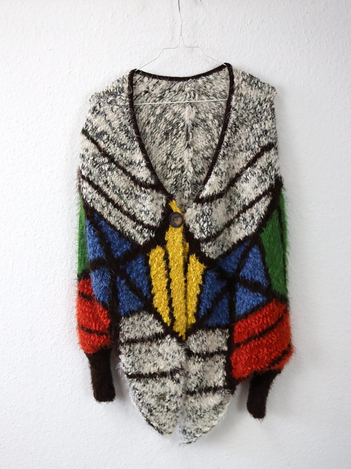 Vintage 80er 90er Cardigan Strickjacke asymmetrisch bunt M