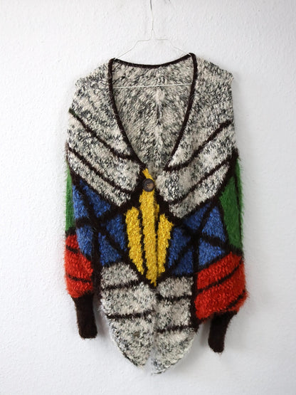 Vintage 80er 90er Cardigan Strickjacke asymmetrisch bunt M