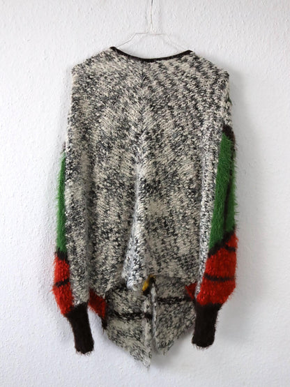 Vintage 80er 90er Cardigan Strickjacke asymmetrisch bunt M