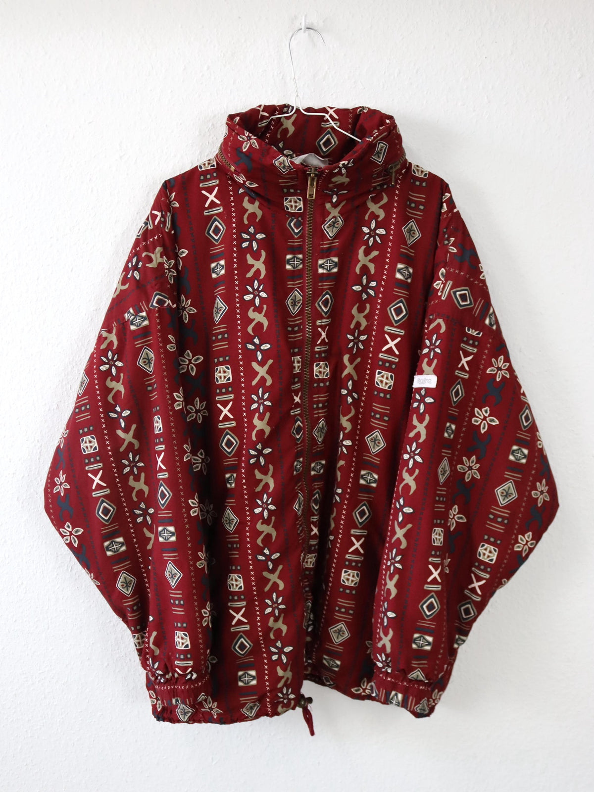 Vintage 80er 90er PROLINE Winterjacke Jacke gefüttert crazy pattern rot XL