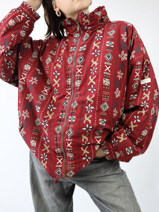 Vintage 80er 90er PROLINE Winterjacke Jacke gefüttert crazy pattern rot XL