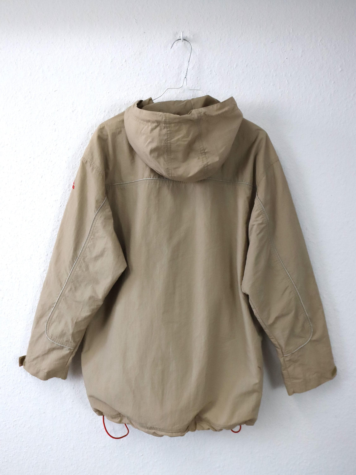 Vintage 80er 90er ADIDAS Windbreaker Überziehjacke Jacke Fleece Kapuze beige 176 S/M