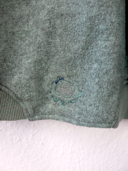 Vintage 80er 90er AMERICAN Fleecepullover Pullover blau altrosa Stehkragen Stickerei M/L