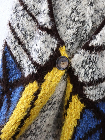 Vintage 80er 90er Cardigan Strickjacke asymmetrisch bunt M