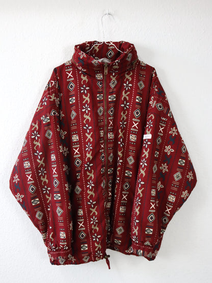 Vintage 80er 90er PROLINE Winterjacke Jacke gefüttert crazy pattern rot XL