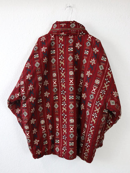 Vintage 80er 90er PROLINE Winterjacke Jacke gefüttert crazy pattern rot XL