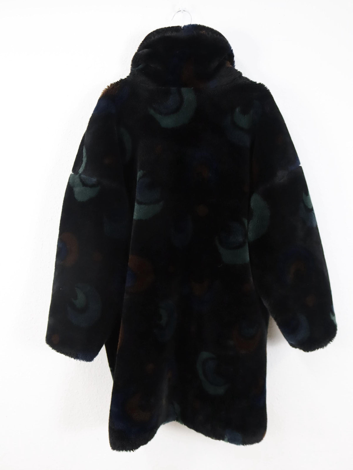 Vintage 80er 90er SKILA Faux Für Mantel gefüttert Jacke Wintermantel crazy pattern 40
