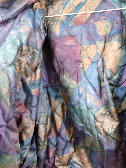 Vintage 80er 90er Lederjacke lila tailliert Kapuze Fellkragen Schulterpolster 38