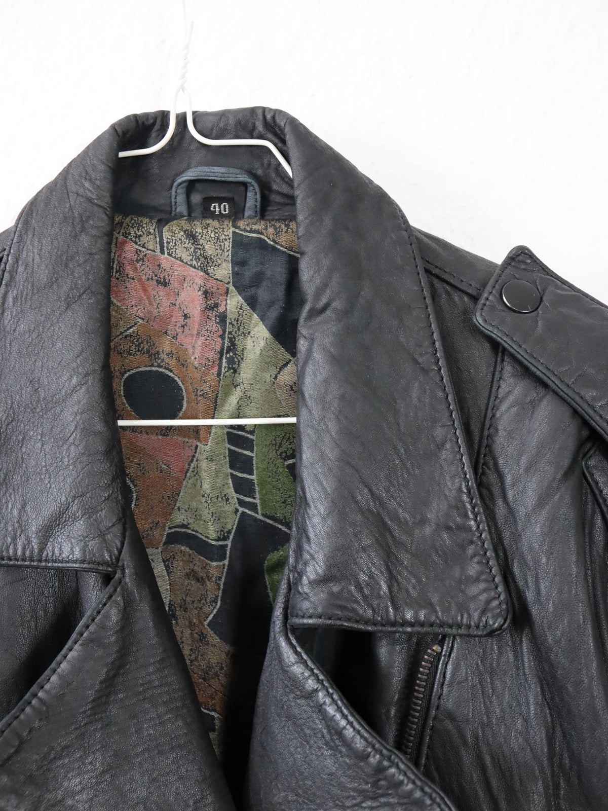 Vintage 80er 90er Bikerjacke Lederjacke schwarz Schnürung schwarz 40 M