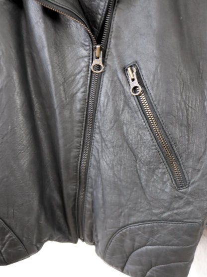 Vintage 80er 90er Bikerjacke Lederjacke schwarz Schnürung schwarz 40 M