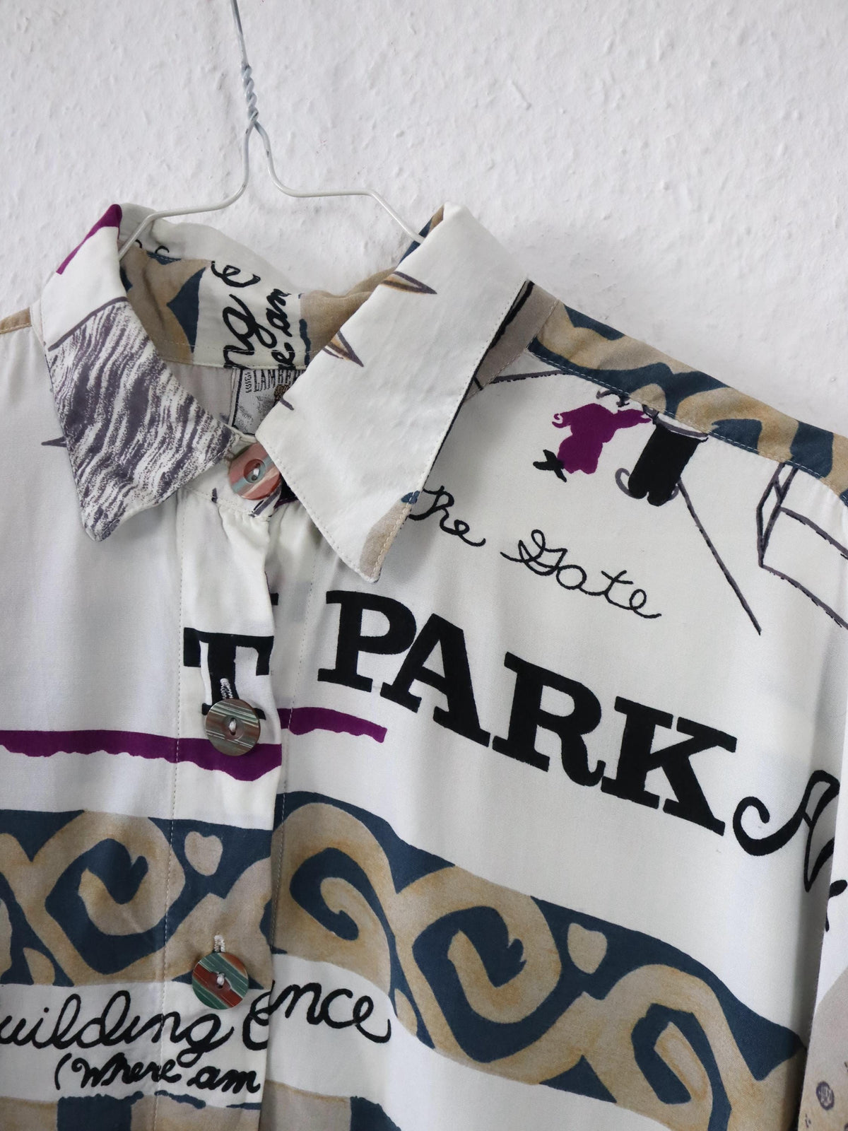 Vintage 80er 90er LAMBERTINO Bluse langarm crazy pattern Viskose 42