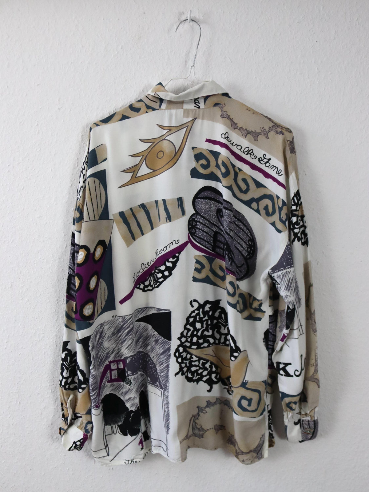 Vintage 80er 90er LAMBERTINO Bluse langarm crazy pattern Viskose 42