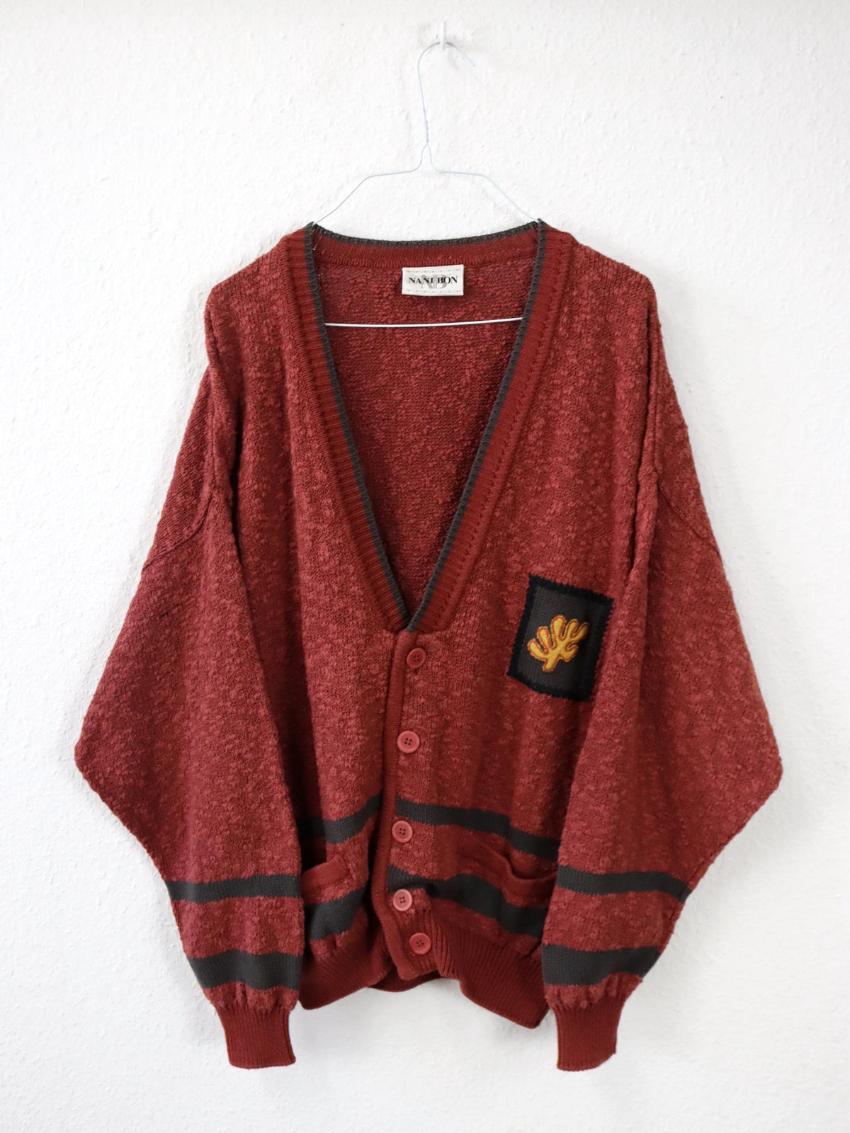 Vintage 80er 90er NANIBON Cardigan Strickjacke Stickerei 50 L