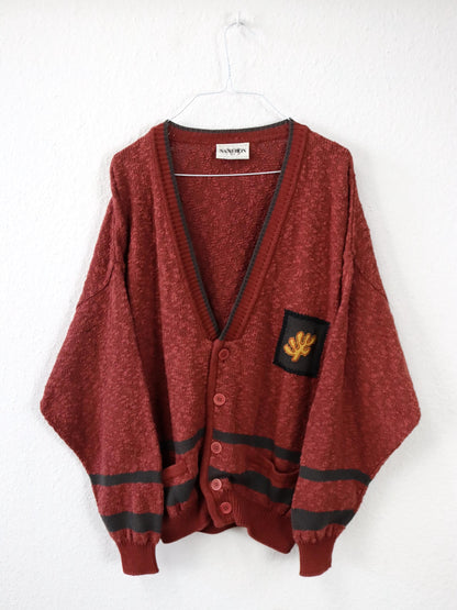 Vintage 80er 90er NANIBON Cardigan Strickjacke Stickerei 50 L