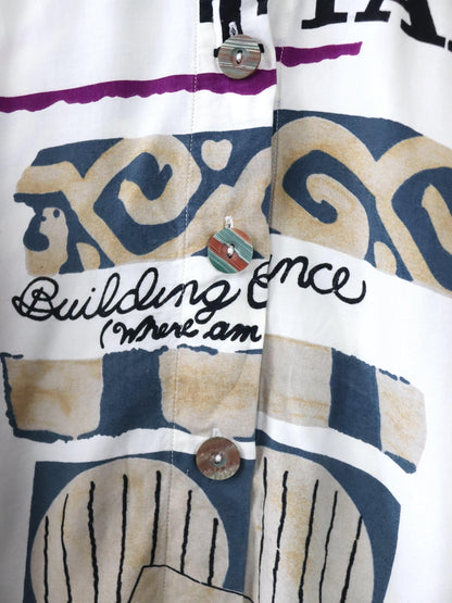 Vintage 80er 90er LAMBERTINO Bluse langarm crazy pattern Viskose 42